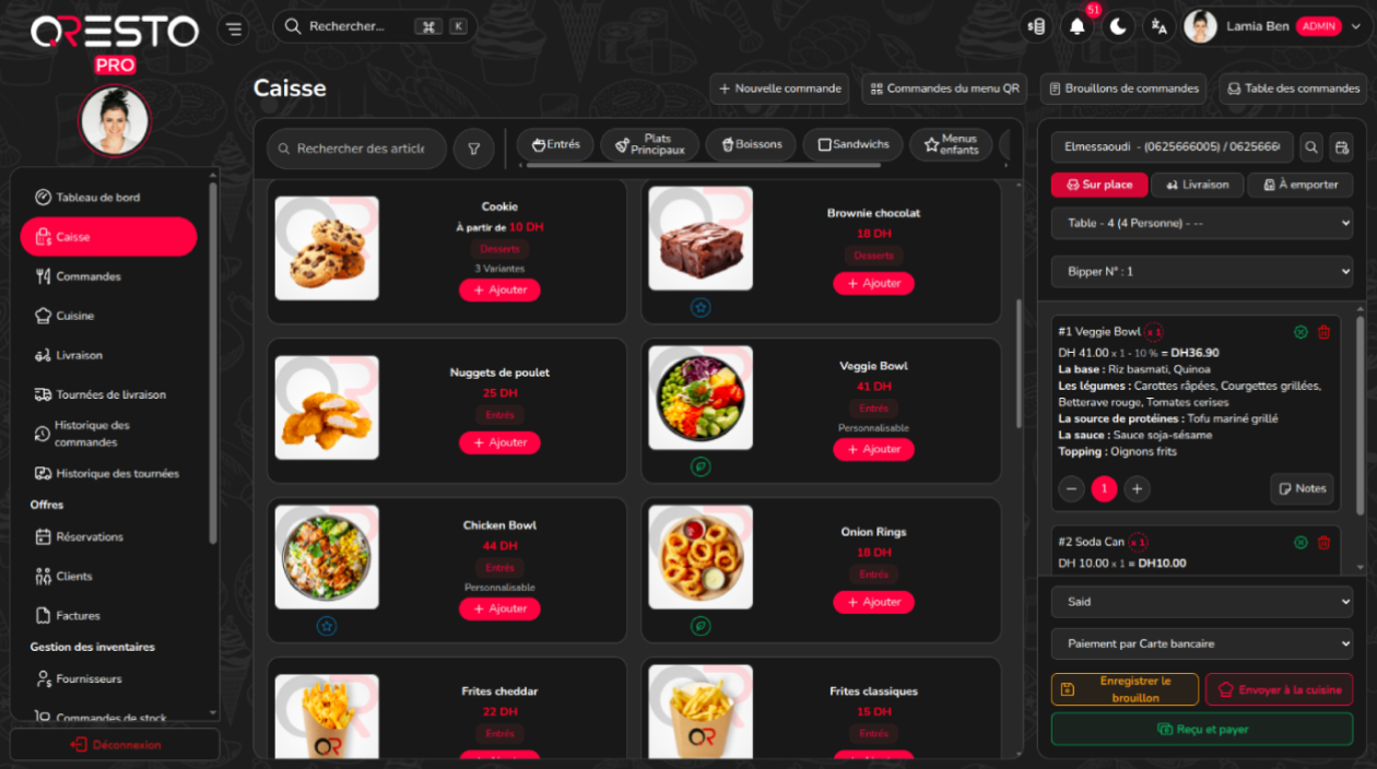 application restaurant Maroc